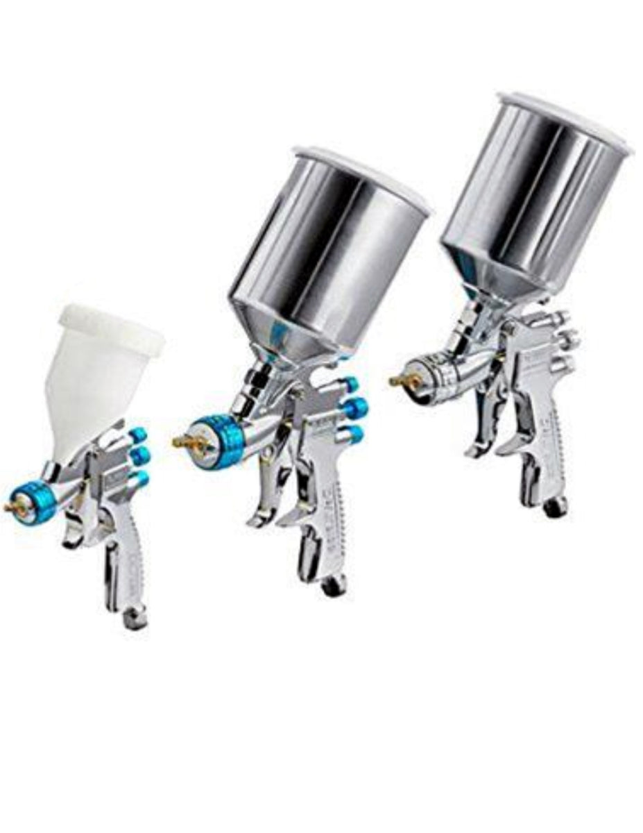 DeVilbiss StartingLine HVLP 3 Gun Painting, Priming & Touchup Kit DE Top Gun Refinish Equipment